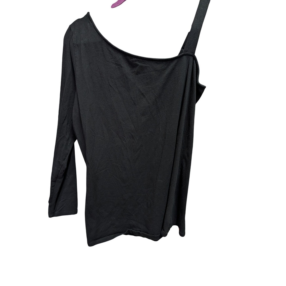 Torrid One Shoulder Top Women 2 Black Excellent Asymmetrical Long Sleeve Strap